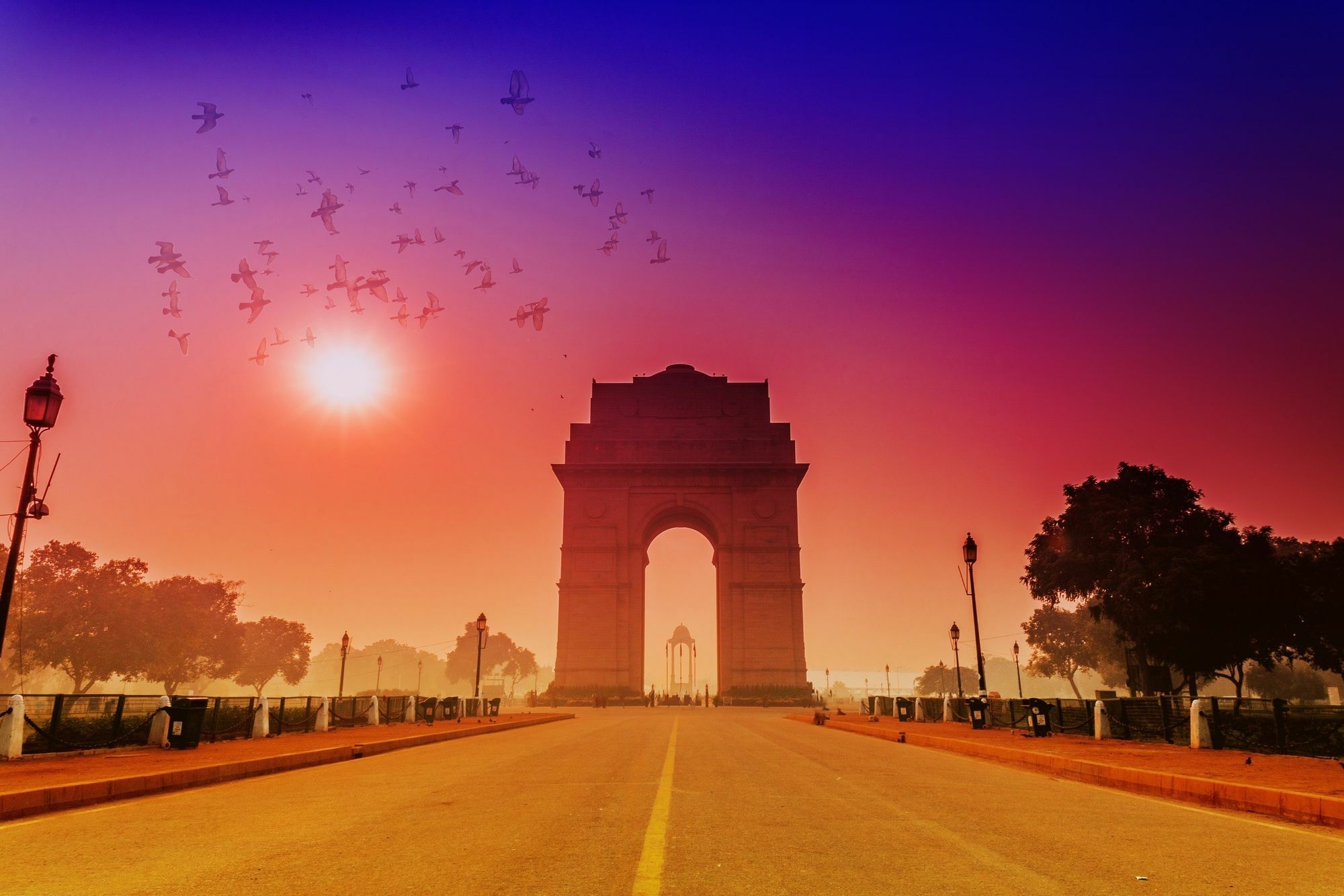 Aloft New Delhi Aerocity Eksteriør bilde India Gate at sunset